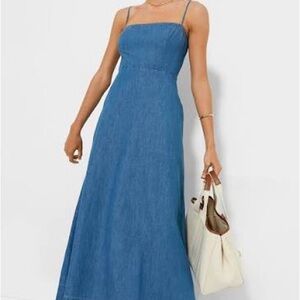 Rhea Blue Denim Maxi Dress